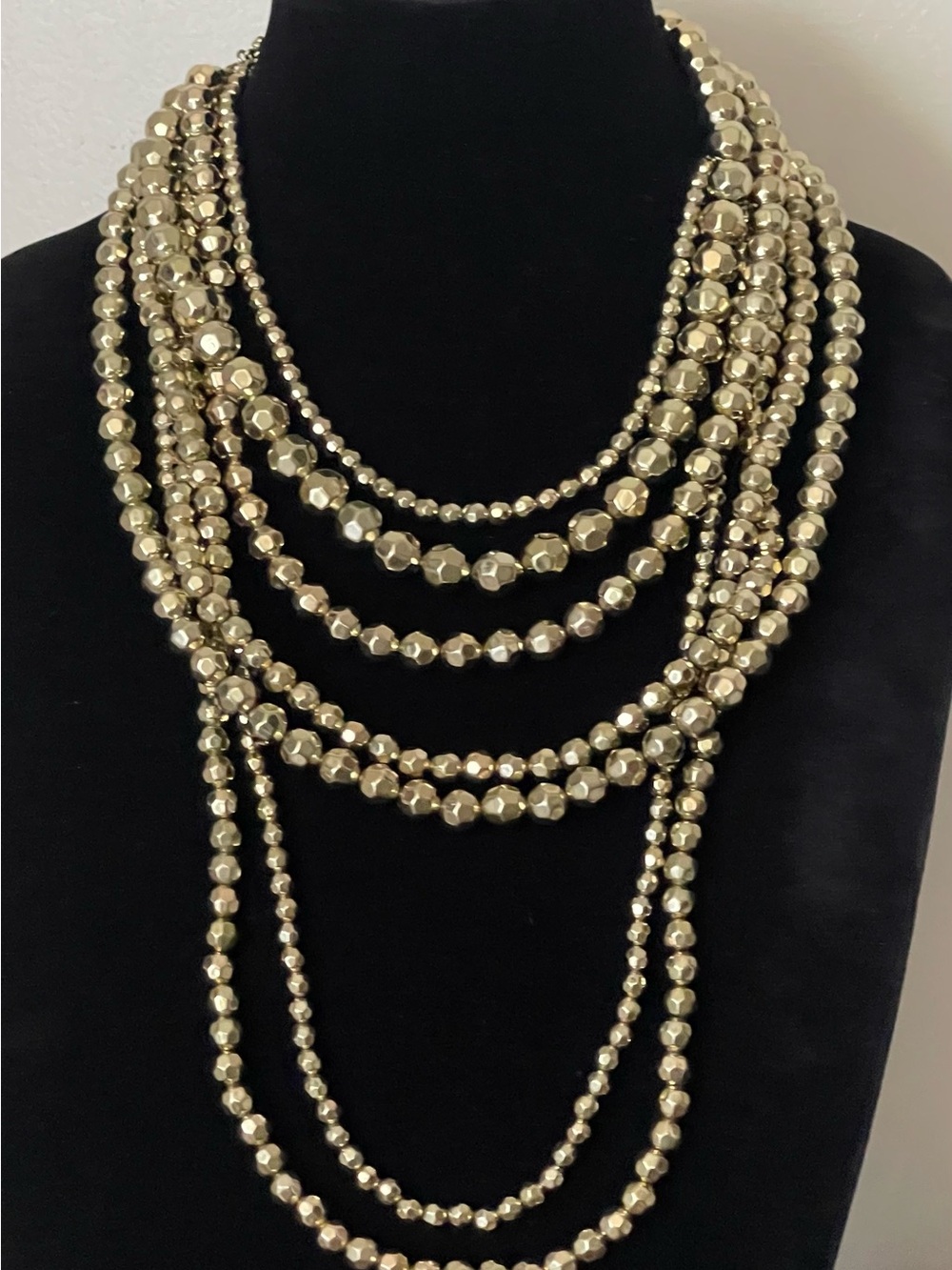 R.J. Graziano Gold Multi-Strand Faceted Bead Necklace